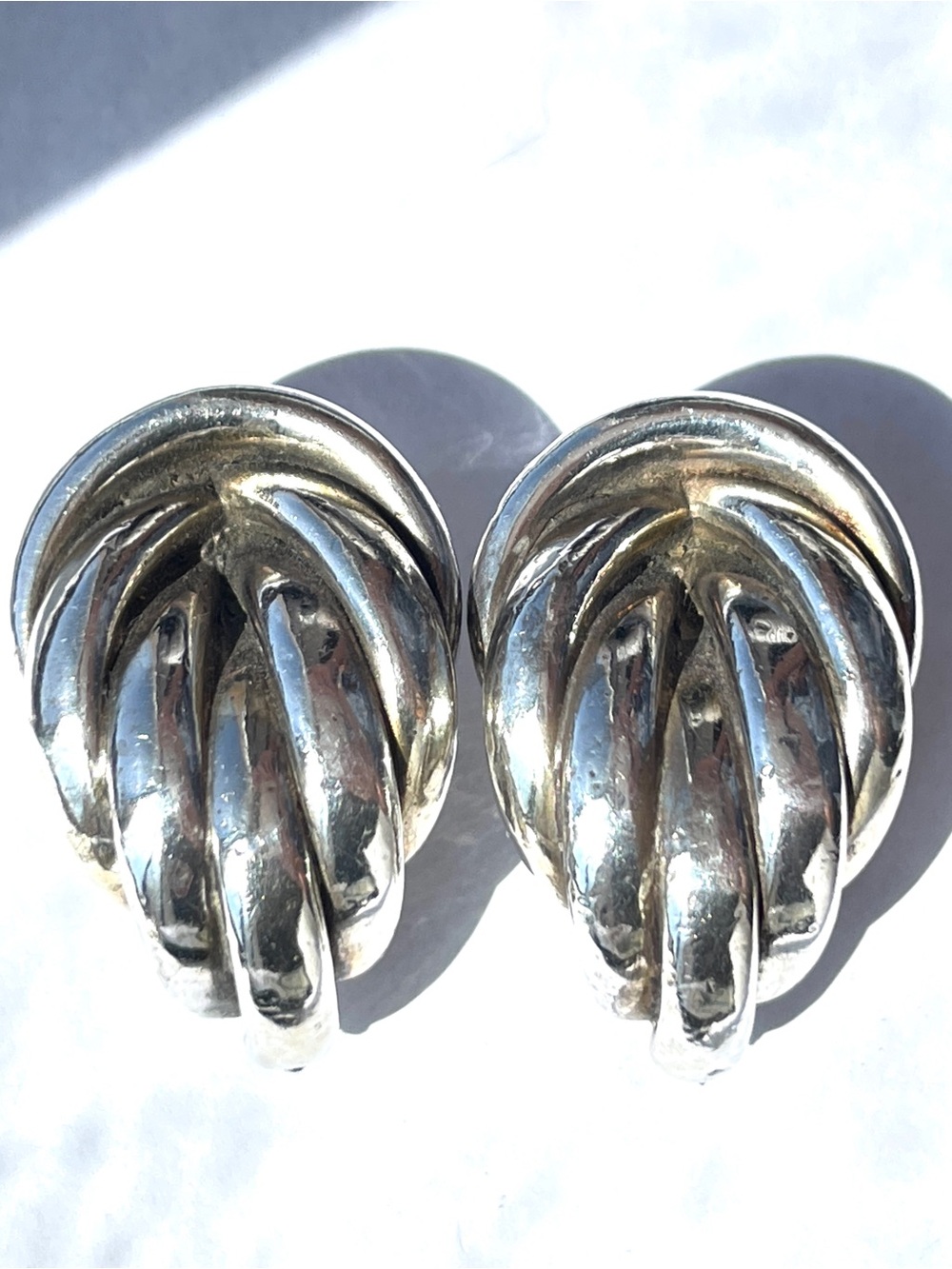 Vintage Patricia Jon Electroform Large 1.5” Ribbed Shrimp Earrings 925 Sterling